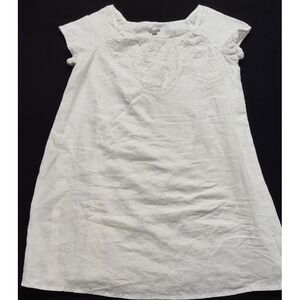 J Jill white embroidered Linen peasant tunic dress PLG Cotton lined boho wedding